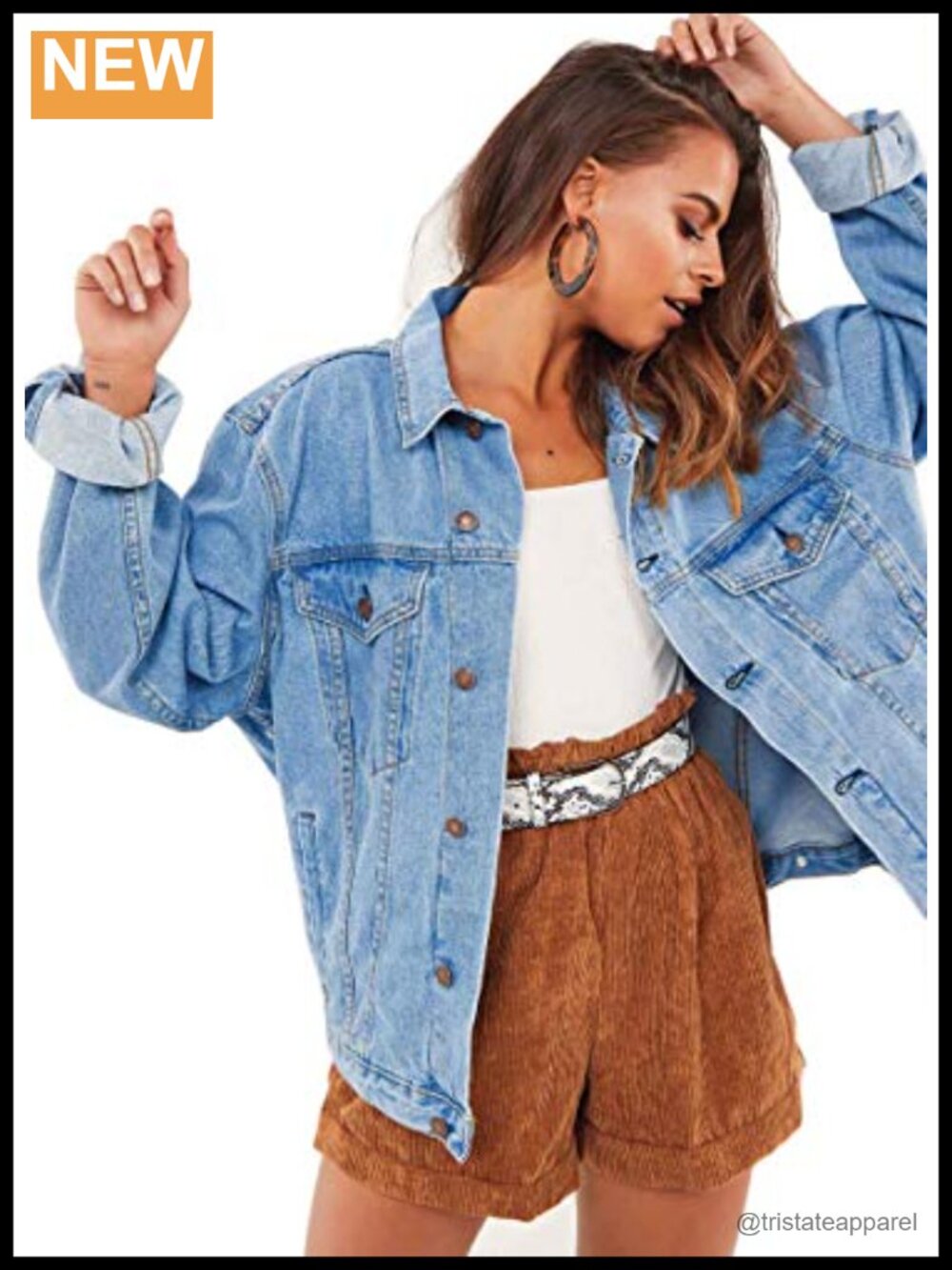 Oversized Vintage Denim Jacket Long Sleeve Boyfriend Coat